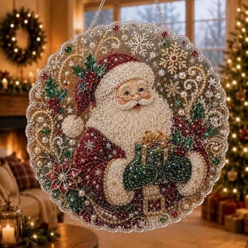 Juleperle Diamantmaleri Solfanger-sett, DIY Håndverk (#E, 20 cm) Various Colors