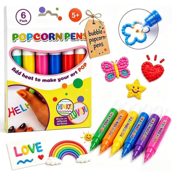 Popcorn-pennor, 3D Puffy Art Kit för barn, magiska bubbelritpennor (1 st) 1PCS