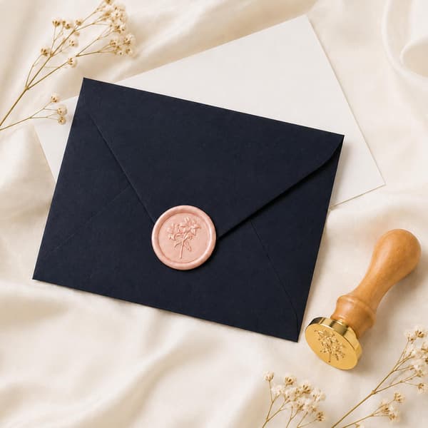 Lilje voksseglstempel, blomster botanisk tema messingstempel med trehåndtak Lily