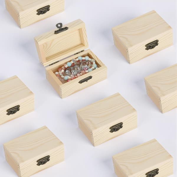12 stk. ufærdige træskattekister med låg (rektangel) Rectangular