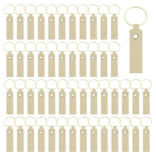 MECCANIXITY 100 stk. PU læder nøgleringsemner i bulk med nøgle, khaki 3,7\"x0,7\" Khaki