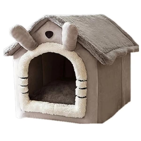 Innendørs hundehus, sammenleggbart hundehus kennel sengematte med pute grå, størrelse 45*40*45 45*40*45