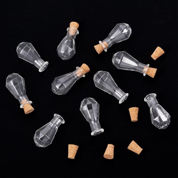 10 st små glasflaskor med korkproppar, vasformade miniglasflaskor pärlbehållare för DIY-konsthantverk bröllop Vase #4