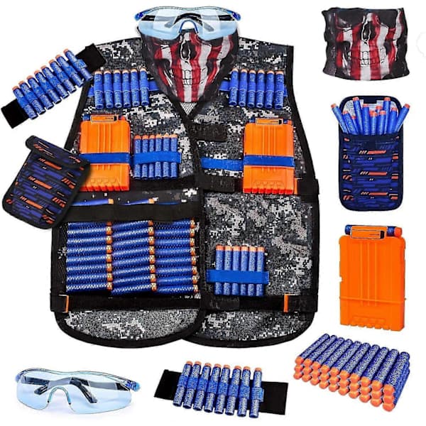 Taktisk Vestsett for Barn med Nerf-pistol for Gutter med Tilbehør