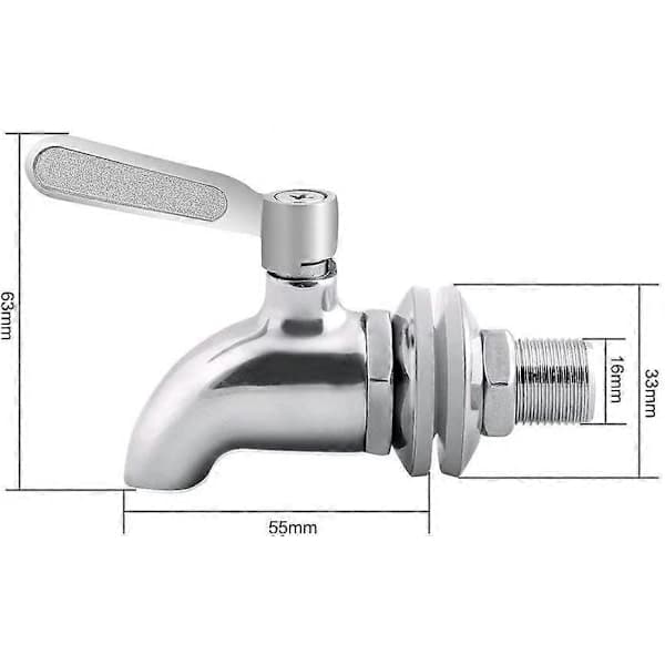 Fustkran, drikkedispenser, ølkran, vinkran - Rustfritt stål og 16 mm størrelse