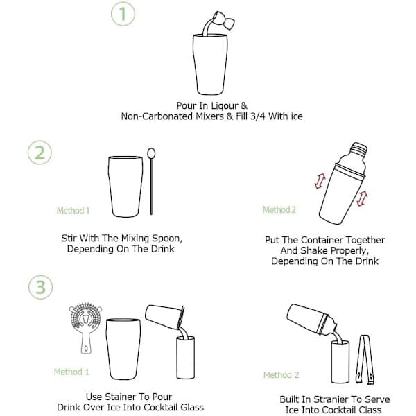 Cocktailmikser sett - 5 deler