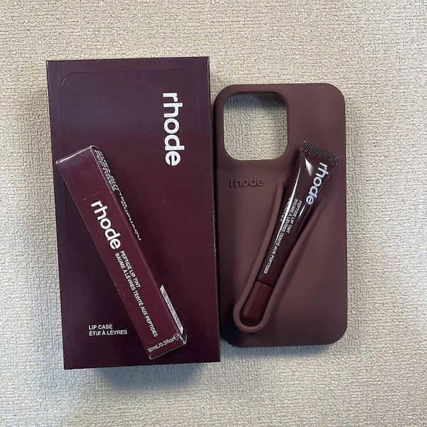 Rhode med läppglans mobilskal för iPhone 16 15 14 13 12 17 11 Pro Max Plus Läpp Espresso Iphone 13 Pro Max