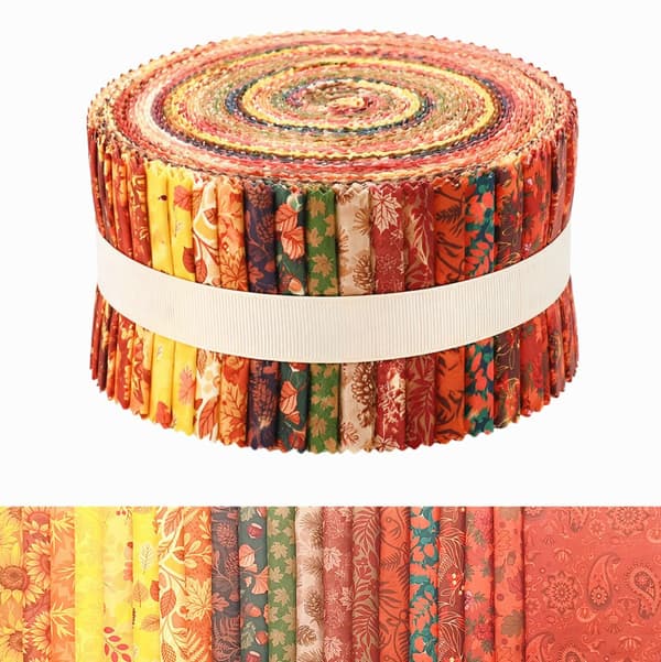 40 stk høstblad Jelly Roll stoffstrimler høstblomstret stoffrull lappeteknikk Red
