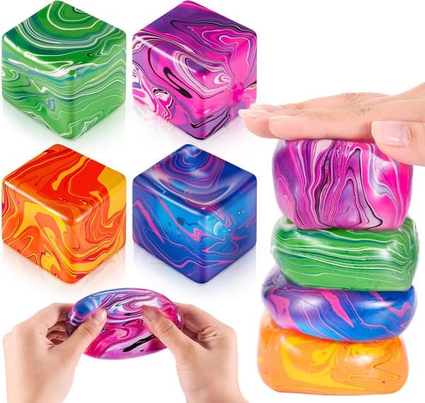 4-PAK Gummy Squeeze Gumdrop Fidget Gave Voksen Sød Sensorisk Fidget Autisme Stressbold Kontorgaver Terning Cube