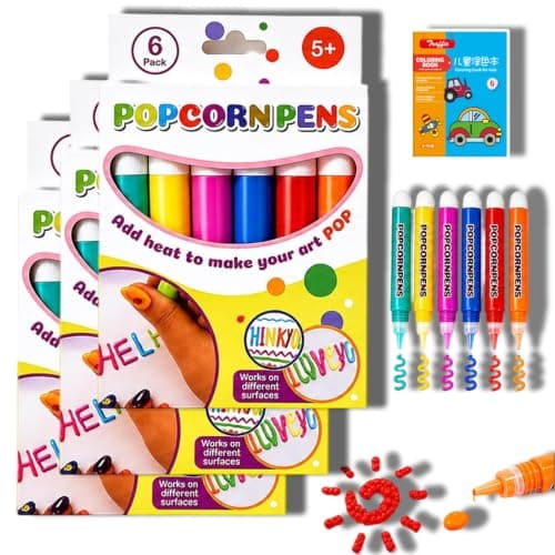 Popcorn-penne 3D-kunst, varmeaktiverede puffede kunstmarkører til håndværk (6-pak, 3 sæt) 3set 6PACK