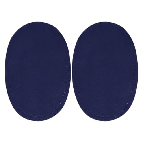 2 stk. påsydd stoff, ovale albuelapper til gensere (suede-stoff, blå) Blue
