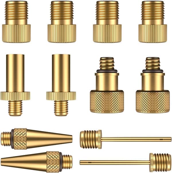 12x Cykeldäck Boll Luftpump SV AV DV Ventil Koppar Plast Adapter Set