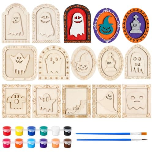 12 stk. Halloween træspøgelse DIY-rammer til drenge og piger