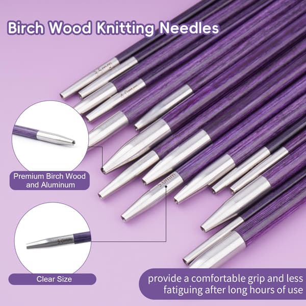 Hobekoee utbytbara rundstickor set Purple