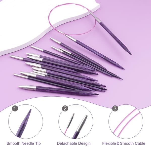 Hobekoee utbytbara rundstickor set Purple