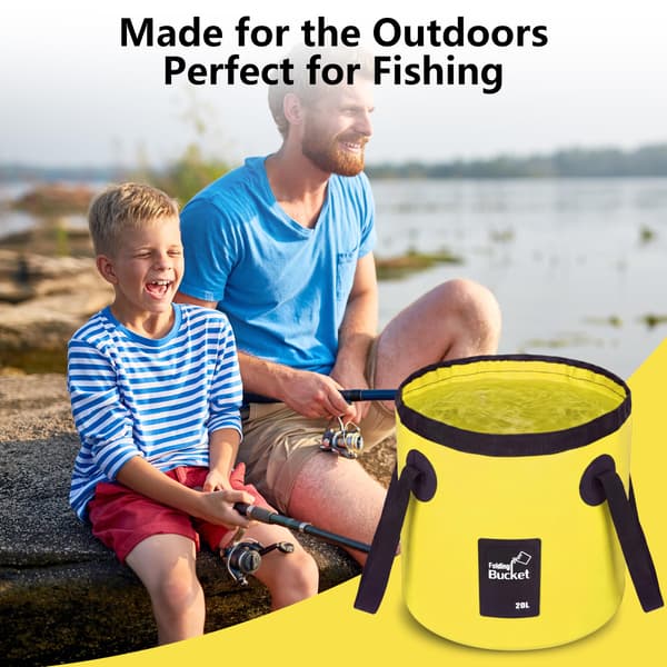 Pasfeel 5 Gallon Sammenklappelig Spand med Håndtag, 20L, Gul 20L Yellow