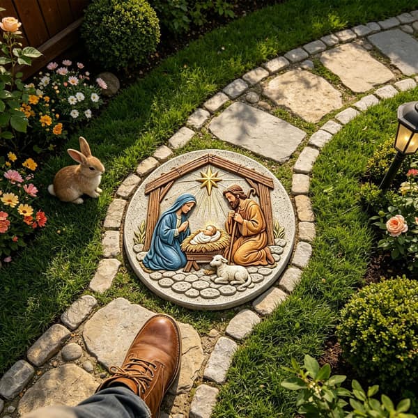 Genanvendelig trædesten silikoneform til havesti (Jesus3) Jesus3