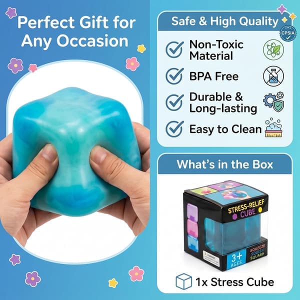 Needoh Nice Cube Stressboll & Tankeleksak Blå Blå