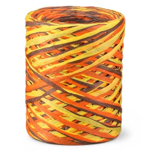 ForraFun 1 st höstraffiaband, 160 m orange gul brunt raffia
