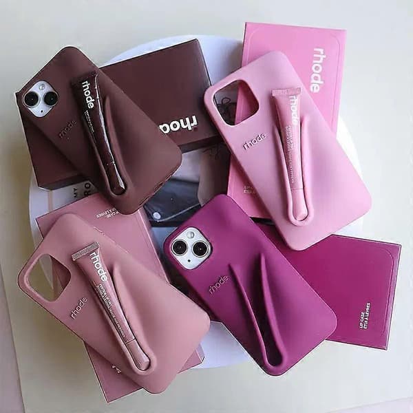 Rhode med Lip Gloss Telefondeksel til iPhone 16 15 14 13 12 17 11 Pro Max Plus Lip Toast Iphone 13 Pro Max