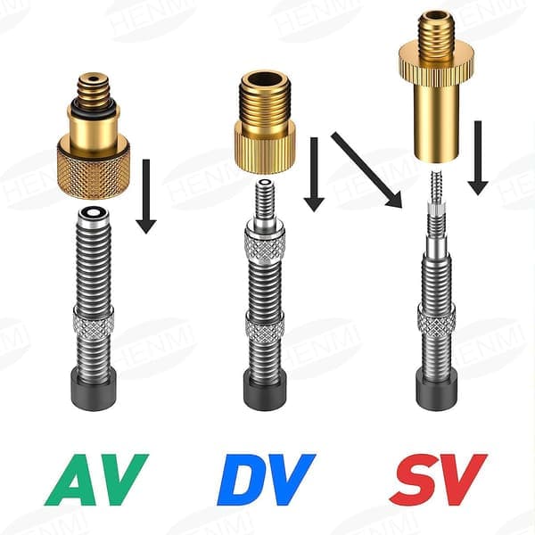 12x Cykeldäck Boll Luftpump SV AV DV Ventil Koppar Plast Adapter Set
