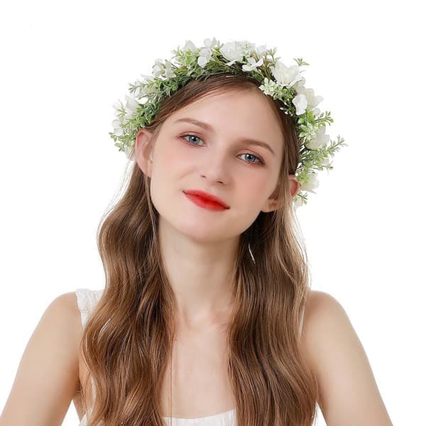 Brudeblomsterguirlande Sløjfe Hårbånd Brudepige Børnehårkrans Justerbart Bånd Bryllupsfester