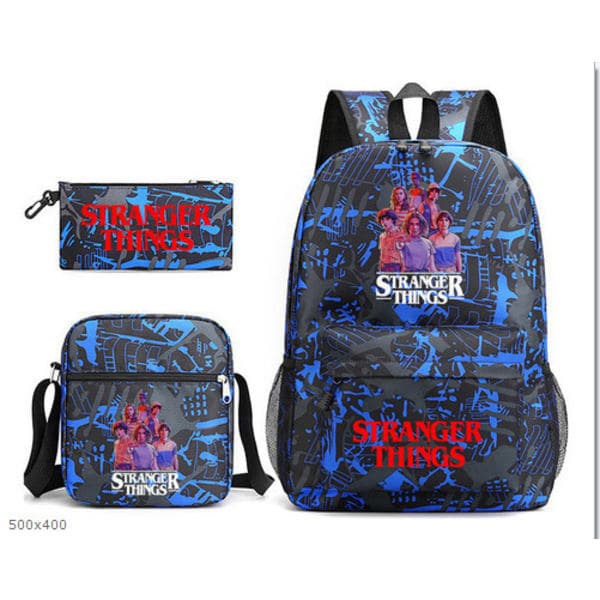 Stranger Things Ryggsäck 3-Dels Set Student Skolväska Canvasväska 32 3PCS/Set 32