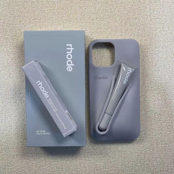 Rhode med læbeglans telefoncover til iPhone 16 15 14 13 12 17 11 Pro Max Plus Lip Gray Iphone 13