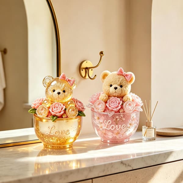 3D Rosebjørn Silikoneform til Resin, Sød Dyre Epoxy Støbeform Rose Bear