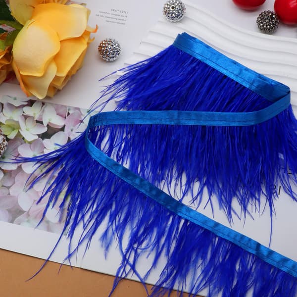 Kungsblå strutsfjäderband, 4 tum, 2,2 yards Royal Blue
