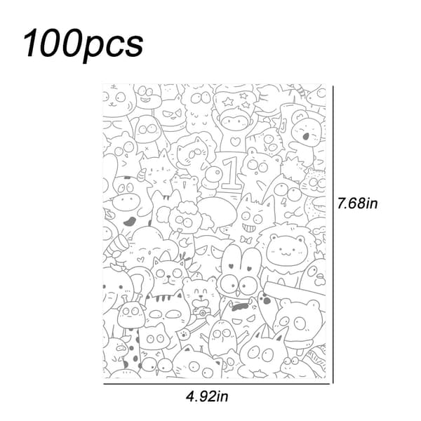 100 STK Stressaflastende Doodle Papir Spor Farve Kunstterapi til Voksne 100 Sheets