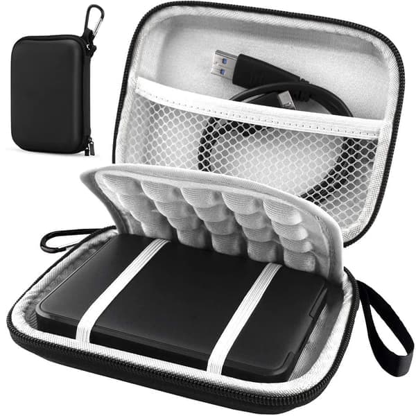 Stødsikkert sort beskyttelsesetui / hardcase / taske / harddiskcover til 2,5” bærbar ekstern harddisk