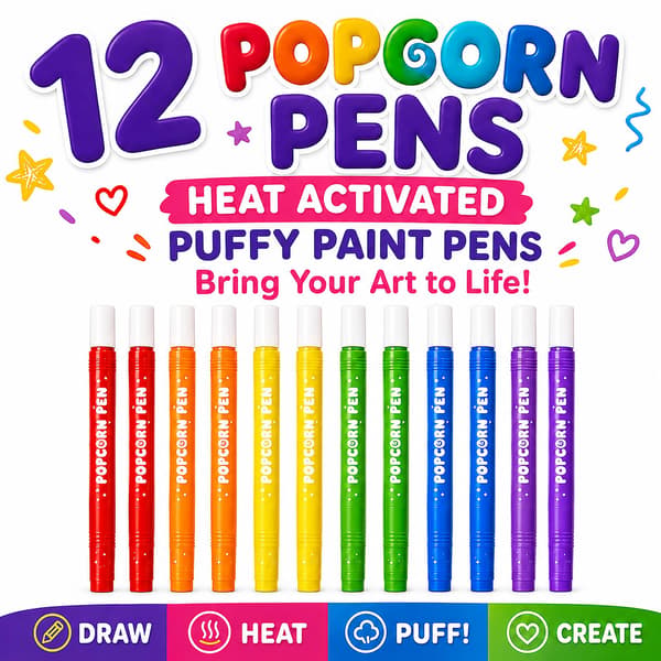 12 STK Popcornpenner Magisk DIY Oppblåsbart Tegnesett 1 Count (Pack of 12)