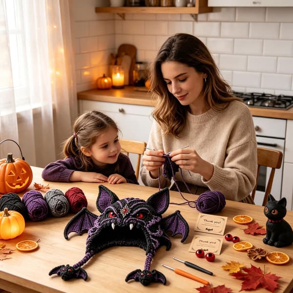 Halloween Monster Hættehat DIY Hæklesæt til Begyndere, #E #E