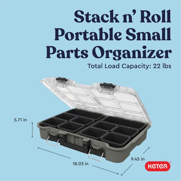 Keter Stack N' Roll Campingudstyrsorganizer, Bærbar Opbevaringsorganizer Tool Organizer Olive Green