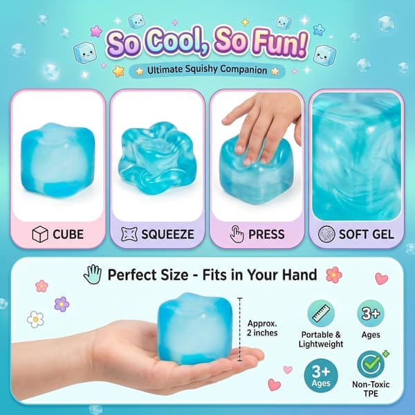Needoh Nice Cube Stressboll & Tankeleksak Blå Blå