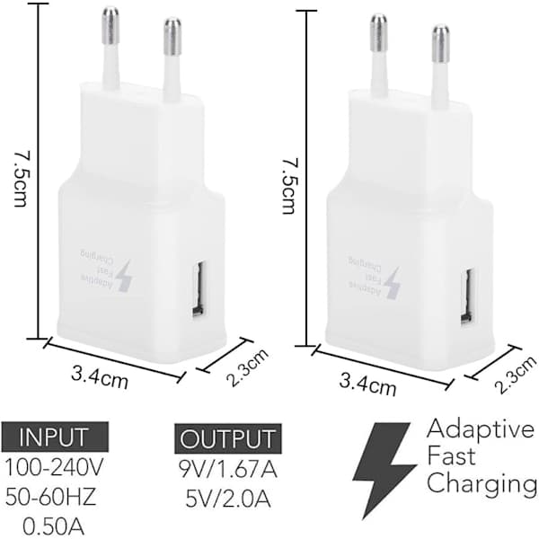 4-pak USB-strømadapter 5V-2A Universal Hurtigoplader