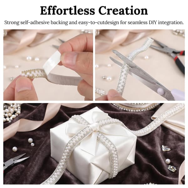 Perle-rhinestone-tape, selvklebende strimler for DIY