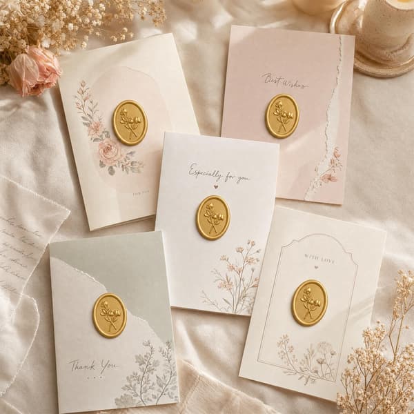 25 stk. gull 3D blomster selvklebende voksseglklistremerker 25PCS Gold