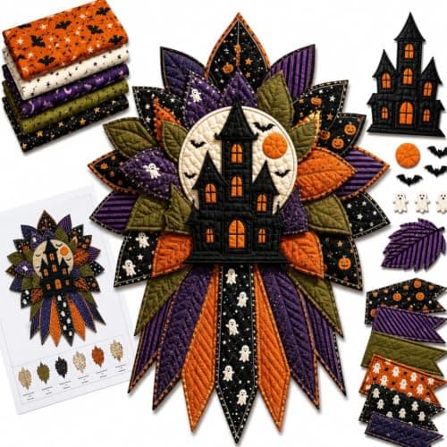 Gør-det-selv Quiltet Halloween Græskar Dørhænger Sæt Håndlavet Patchwork Castle