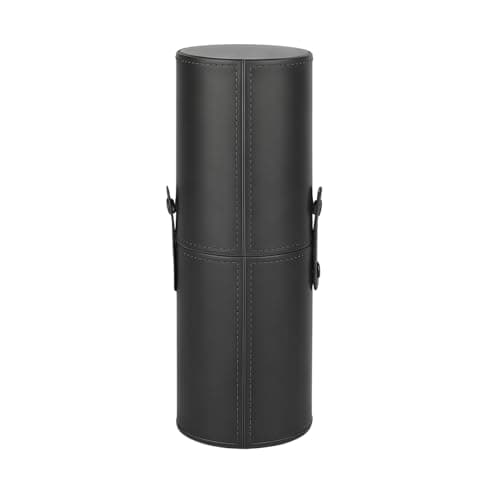 PU læder rejse makeup børsteholder med låg sort Black