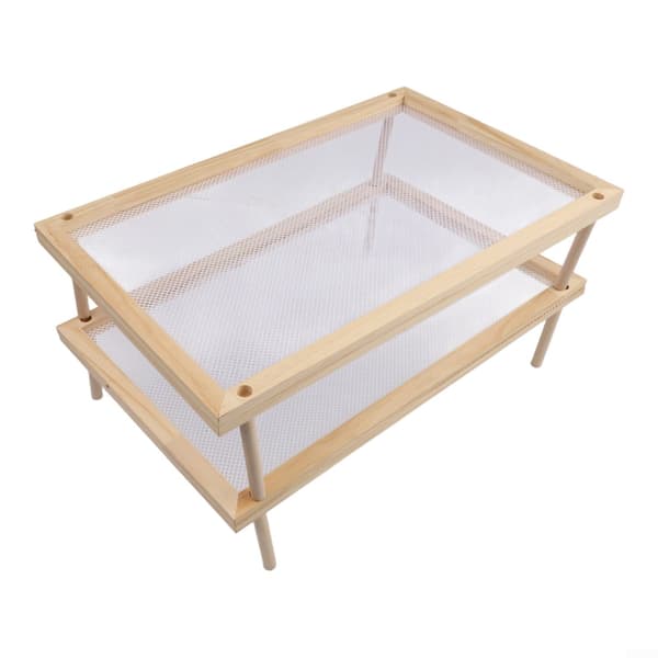 Stabelbart træ-urte-tørrestativ enkeltlag 39×24,5×8,5 cm åndbart ventileret stoflag tilpasselige lag tørre urter blomster pasta Double Layer