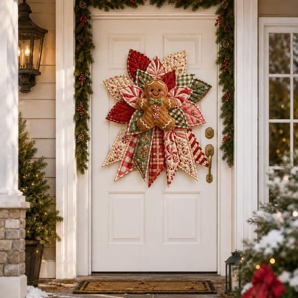 virsomier Festlig Quiltet Juledørheng DIY Sysett, Pepperkake Peppermint Gingerbread Cheer