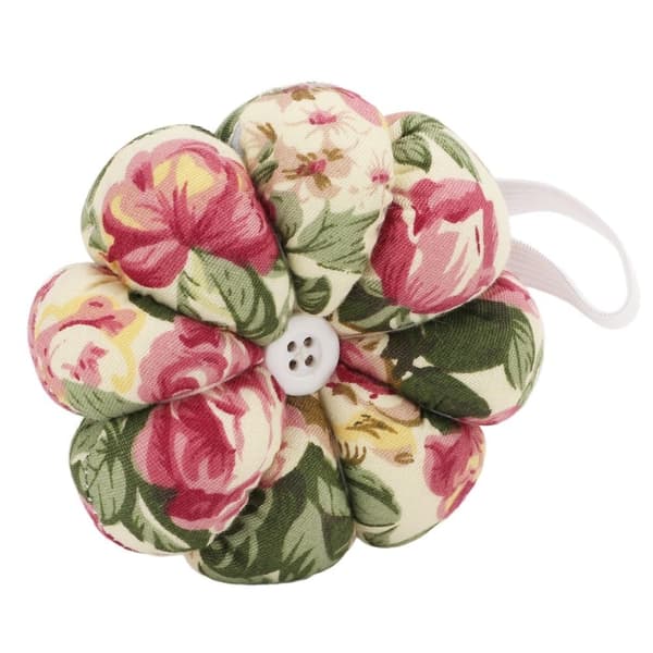 Anu Limen Græskar Håndledsnålepude, Stofnålepude med Elastikrem til Syning (Retro Blomster) Retro Flowers