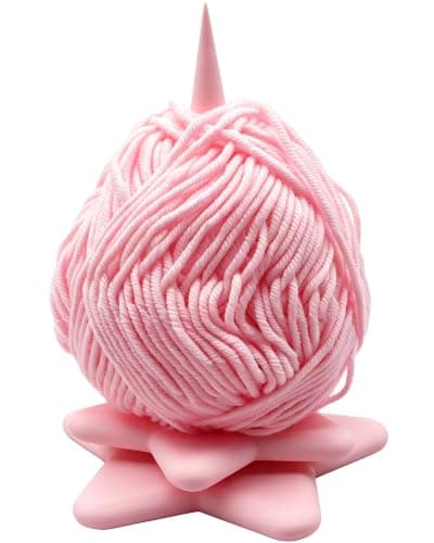Roterande garnhållare i plast med stjärnbas, garnbollsdispenser, rosa Pink