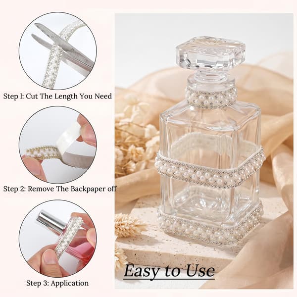 Perle-rhinestone-tape, selvklebende strimler for DIY