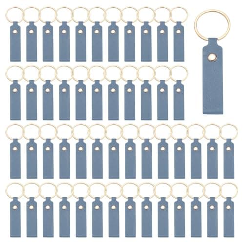 MECCANIXITY 100 stk. PU-læder nøgleringsemner i bulk med nøgle blå 3,7\"x0,7\" Blue