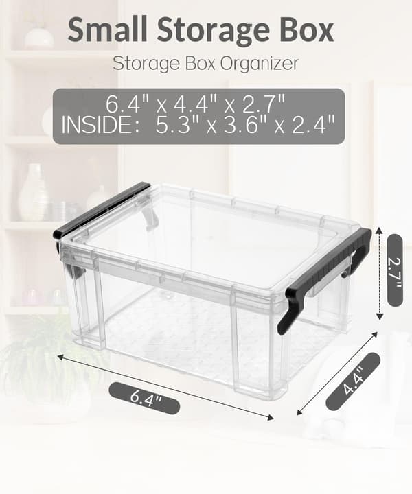 Sooez 6-pack små plastbehållare med lock, 16,3 cm x 11,2 cm x 6,9 cm Small Grey