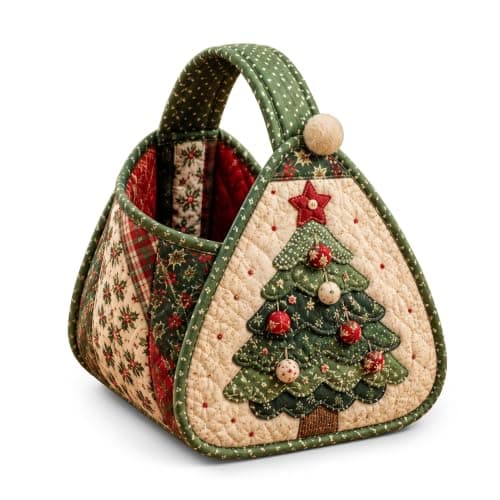 Juletema Quiltet Bæreveske, DIY Stoff Sykit, Tre Tree