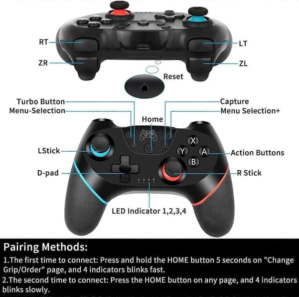 2023 Uppgraderad trådlös handkontroll för Switch/lite/oled Pro Controller för Switch fjärrkontroll Joystick Gamepad Stöd Wake Up, Turbo